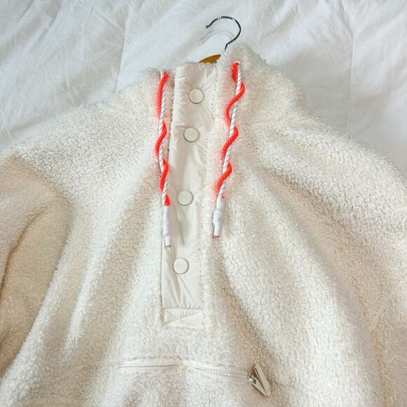 Free People FP Movement Was She Fuzzy Sherpa White Cream Hoodie Pullover Sz S - Picture 7 of 12
